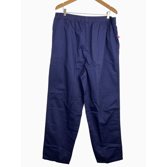 Womens Classic Fit Navy Cotton Pants Size 24T With Elastic Waist Pockets - Picture 12 of 13